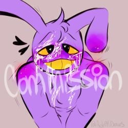 adrikdraws anthro blush bunny bunny_ears cum_on_face fur gloves gooseworx heart-shaped_pupils jax_(the_amazing_digital_circus) male male_focus male_only purple_body smiling solo_male tagme the_amazing_digital_circus yellow_eyes yellow_mouth