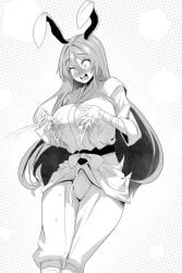 1girls big_breasts blush breasts bunny_ears bunny_girl clothed clothed_female clothing female female_only lactation lactation_through_clothes lactation_without_expressing shocked solo solo_female thick_thighs thighs yonpii