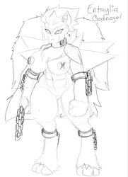 anthro black_and_white collar entei furry nipple_piercing piercing pokémon_(species) pokemon pokemon_(species) rule_63