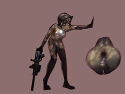 anthro anus armor ass bodily_fluids breasts cum domestic_ferret esme_plumpkin female gaping genital_fluids genitals girly goobeejoo gulonine gun headgear helmet hi_res hybrid mammal marten mustelid musteline nude penis pine_marten pixile_studios polecat_(mustelid) ranged_weapon solo spread_anus spreading super_animal_royale true_musteline weapon weasel