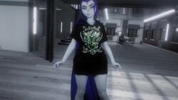 1girls 3d animated ass bottomless clothing dat_ass dc dc_comics female female_only flyroxy human long_shirt outerwear pale_skin purple_hair rachel_roth raven_(dc) shirt shirt_lift solo solo_female sound tagme tease teen_titans video virt-a-mate virtamate