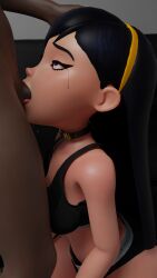 1boy 1girls 3d 3d_(artwork) 3d_render blowjob crying crying_with_eyes_open dark-skinned_male dark_skin deepthroat female freya241 interracial male runny_makeup tagme the_incredibles the_incredibles_2 violet_parr