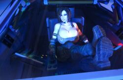 1girls 3d 3d_(artwork) alternate_breast_size brown_hair bulletstorm cleavage clothed clothed_female cockpit electronic_arts epic_games female female_only female_solo fingerless_gloves gigantic_breasts gloves hair_over_one_eye hourglass_figure huge_breasts human human_female human_only looking_at_viewer people_can_fly shoes small_waist solo solo_female thin_waist trishka_novak vaako wasp_waist wide_hips