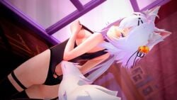 1girls 3d amoon clothed exposing_breasts female filian filian_(vtuber) filipinoboy flashing_breasts furry head_turned indie_virtual_youtuber light-skinned light-skinned_female looking_at_viewer nipple purple_eyes sideboob solo solo_female standing twitter virtual_youtuber vtuber wataamage white_hair window