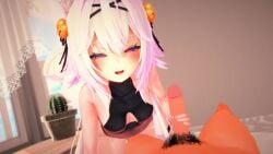 1boy 1girls 3d amoon animated cute female filian filian_(vtuber) filipinoboy handjob imminent_oral indie_virtual_youtuber kemonomimi light-skinned_female no_sound oral oral_sex petite skinny slim tagme teenager uncensored video virtual_youtuber vtuber young