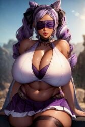 1girls ai_generated bai_wei big_breasts big_thighs breasts cleavage cosplay covered_eyes dark-skinned_female dark_skin eremite_(genshin_impact) female genshin_impact gigantic_breasts gigantic_thighs huge_breasts huge_thighs jeht_(genshin_impact) keqing_(genshin_impact) large_breasts large_thighs massive_breasts massive_thighs navel npc purple_hair thick_thighs thighs twintails voluptuous