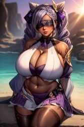 1girls ai_generated bai_wei big_breasts big_thighs breasts cleavage cosplay covered_eyes dark-skinned_female dark_skin eremite_(genshin_impact) female genshin_impact gigantic_breasts gigantic_thighs huge_breasts huge_thighs jeht_(genshin_impact) keqing_(genshin_impact) large_breasts large_thighs massive_breasts massive_thighs navel npc purple_hair thick_thighs thighs twintails voluptuous