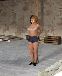 adrianna barbed_wire basement bondage bound_legs bound_wrists bra deerberrydaz dyed_hair glasses gym_shorts hostage kidnapped latina mexican oc original_character painful piercing piercings scared septum_piercing split_hair_colors teenager terrified torture underwear victim younger_female