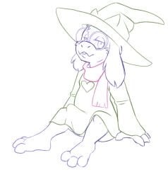 anthro bedroom_eyes bovid caprine clothed clothing deltarune erection erection_under_clothing erection_under_robe eyewear genital_expansion genital_growth glasses goat half-closed_eyes hat headgear headwear heart hi_res looking_at_viewer male mammal narrowed_eyes penis_expansion ralsei robe scarf seductive solo solo_focus tbid tenting undertale_(series) wizard_hat