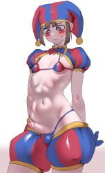 1futa 2023 2d 2d_(artwork) 2d_artwork balls_in_panties bangs belly belly_button bikini_top blush breasts brown_hair clothed clothing erection flat_chest foreskin futa_only futanari glitch_productions gloves gooseworx humanoid humanoid_penis jester jester_cap jester_costume jester_girl jester_hat jester_outfit makeup medium_penis mostly_nude otik pale-skinned_futanari pale_skin panties partially_retracted_foreskin penis penis_out pomni_(the_amazing_digital_circus) revealing_clothes short_hair slutty_outfit small_breasts smooth_penis solo standing the_amazing_digital_circus thin_waist tummy uncircumcised uncircumcised_penis uncut