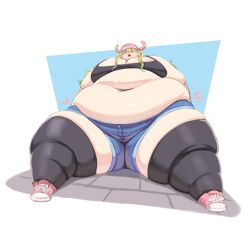 1girls 2022 absurd_res bbw belly breasts chubby chubby_female cleavage closed_eyes ekusupanshon female female_focus hips huge_belly huge_breasts huge_thighs miss_kobayashi's_dragon_maid obese obese_female overweight overweight_female plump quetzalcoatl_(dragon_maid) short_hair sitting solo solo_female solo_focus thick_thighs thighs voluptuous wide_hips