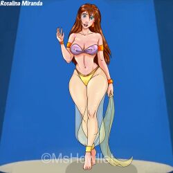 1girls barefoot belly_dancer belly_dancer_outfit blue_eyes brown_hair cleavage disney harem_girl harem_outfit harem_pants jane_porter large_breasts long_hair looking_at_viewer mshowllet tarzan_(1999_film) text thick_thighs voluptuous watermark