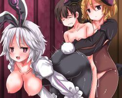 bending_forward bending_over black_rabbit_usa breasts bunny_ears bunny_girl bunny_tail bunnysuit disgaea disgaea_5 disgaea_rpg large_breasts multiple_girls nippon_ichi_software oseruko2006 penetration sex threesome usalia_(disgaea) white_rabbit_salia