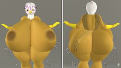 3d 3d_(artwork) anthro ass ass_expansion avian beak big_breasts blush breast_expansion breast_growth breasts brown_body brown_skin expansion female friendship_is_magic gilda_(mlp) growth gryphon hasbro huge_breasts hyper hyper_breasts looking_down my_little_pony solo source_filmmaker sugarsweet tail thick_thighs wide_hips wings yellow_eyes