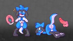 anal anal_sex anthro anus ass balls canid canine erection generation_4_pokemon genitals imminent_sex internal male male/male male_penetrated mammal nintendo penetration pokemon pokemon_(species) presenting presenting_anus questionable_consent riolu sex_toy solo vibrator wolfyzeeb zeeb_wolfy