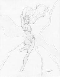 keith_dotson marvel marvel_comics monochrome nude ororo_munroe solo storm_(x-men) tagme tiara x-men