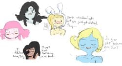 1boy 4girls adventure_time cheeseblade female female_focus fionna_the_human_girl implied_nudity kim_(adventure_time) male marceline multiple_girls princess_bubblegum trudy trudy_(adventure_time)