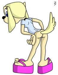 3pac anthro ass back_view bent_over bottomless brandy_&_mr_whiskers brandy_harrington canine clothes disney disney_channel dog female female_only footwear fur furry furry_ass furry_tail mammal pussy raised_tail shirt solo tagme tail toon_disney