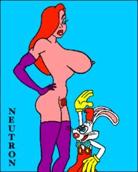 1anthro 1girls animated anthro canon_couple disney female human jessica_rabbit male married_couple mr._neutron nipples roger_rabbit who_framed_roger_rabbit