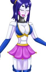 2d android animatronic anime_ballora anime_location anime_style ballora ballora_(fnafsl) ballora_(fnia) blue_eyes blue_gloves bra breasts closed_eyes five_nights_at_freddy's fnia large_breasts pink_cheeks skirt solo solo_female sunnie_ku white_skin