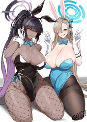 2futas armwear asuna_(blue_archive) asuna_(bunny)_(blue_archive) beauty_mark beauty_mark_on_breasts big_breasts big_penis black_hair blonde_futa blonde_hair blue_archive blue_eyes breasts bulge bulge_through_clothing bunny_costume bunny_ears bunnysuit busty cleavage clothed clothing dark-skinned_futanari dark_hair dark_skin dickgirl erect_penis erection fake_animal_ears fishnet fishnets fully_clothed futa_only futanari gloves gojich1 halo hard_on horny huge_breasts human karin_(blue_archive) karin_(bunny)_(blue_archive) kneeling large_breasts large_penis light-skinned_futanari light_skin millennium_science_school_student mole mole_on_breast penis penis_under_clothes revealing_clothes solo_focus thick thick_thighs thighs