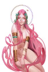 1girls aphrodite_(hades) bearrisi big_breasts divine_slut female goddess hades_(game) nude pink_hair pinup pubic_hair solo voluptuous voluptuous_female wide_hips