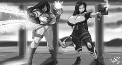 2girls black_and_white cleavage darkwatch female female_only huge_breasts ronzo shonuff shonuff44 tala_(darkwatch)