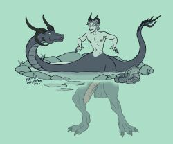 balls bathing claws dragon dragon_taur duo frankly-art genitals growth hair hair_growth half-erect hi_res horn hot_spring humanoid humanoid_taur male mid_transformation muscle_growth navel nipples pecs penis reptile reptile_taur scalie scalie_taur tail taur taur_transformation transformation waist water wyvern wyvern_taur