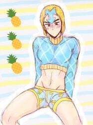 1boy boxers boxers_(clothing) guido_mista jojo's_bizarre_adventure male male_only peukichi pineapple solo vento_aureo