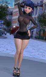 1girls 3d 3d_(artwork) big_breasts blue_eyes blue_hair breasts busty earrings female female_only french_nails hair_down high_heels huge_breasts large_breasts legs looking_at_viewer marinette_dupain-cheng miniskirt miraculous:_tales_of_ladybug_and_cat_noir miraculous_ladybug nipples nipples_visible_through_clothing platform_heels pose posing ruidx see-through see-through_clothing see-through_shirt short_skirt skirt slim_waist smile solo tagme thick_hips tight_clothing tights visible_nipples