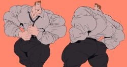 big_ass big_bulge bodybuilder bulge flaccid gravity_falls huge_bulge human jeff_trigger male male_only muscles muscular muscular_arms muscular_male muscular_thighs remert solo solo_male tight_clothing