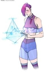 1girls 4kids_entertainment hi-ku hologram nickelodeon rainbow_(animation_studio) revealing_clothes see-through short_hair skirt small_breasts standing tecna tecna_(winx_club) winx_club