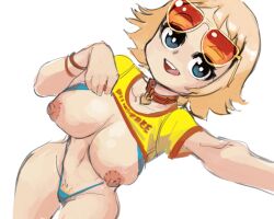 1girls 2d areolae autism_express big_breasts bikini_bottom blonde_hair blonde_hair_female blue_eyes blue_sling_bikini blue_slingshot_swimsuit blue_swimsuit bracelets breasts breasts_out collar collarbone female glasses gold_sunglasses large_breasts lisa_miller looking_at_viewer mouth_open necklace nipples nude nude_female scott_pilgrim selfie selfie_pose shirt shirt_lift shirt_up short_hair simple_background sketch sling_bikini slingshot_swimsuit smile standing sunglasses sunglasses_on_head swimsuit swimsuit_under_clothes swimwear teeth tongue tongue_out white_background