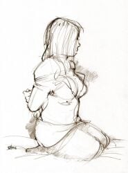 2016 arms_tied_behind_back bondage clothed_female female kneeling sketch solo_female the_veterinarian