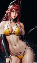 ai_generated big_breasts bikini demon demon_girl elf_ears horns original_character pubic_tattoo purple_eyes red_hair ryanreos secret_room12 sinia stable_diffusion succubus succubus_horns succubus_tail succubus_tattoo white_skin