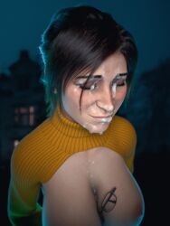 3d 3d_artwork blender blender_(software) blender_cycles cum cum_drip cum_face cum_on_face facial female glasses_between_brests halloween halloween_costume haunted_house lara_croft lara_croft_(survivor) nudumart scary spooky tomb_raider tomb_raider_(survivor) velma_dinkley_(cosplay)