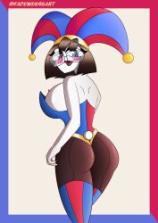 1girls 2023 2d 2d_(artwork) 2d_artwork ass ass_focus big_ass big_breasts big_butt blue_eyes brown_hair bunny_costume bunnysuit facuwu696art female female_focus female_only girl glasses glitch_productions gooseworx jester jester_cap jester_costume jester_girl jester_hat jester_outfit open_mouth pomni_(the_amazing_digital_circus) red_eyes short_hair smile the_amazing_digital_circus thick_ass thick_legs thick_thighs