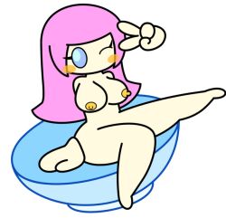 1girls blue_eyes breasts female floating_hands kirby_(series) lewdusart naked naked_female nintendo nipples pink_hair susanna_patrya_haltmann susie_(kirby) tagme v_sign winking_at_viewer