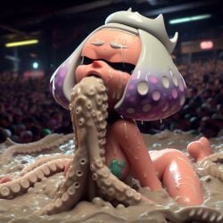 ai_generated cannibalism cephalopod cum_bath nightmare_fuel pearl_(splatoon) splatoon tentacle tentacle_in_mouth tentacle_rape tentacle_sex