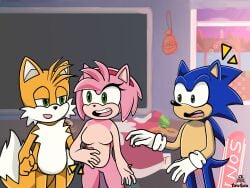 1girls 2boys 2boys1girl amy_rose anthro clothes_removed female imminent_ntr imminent_sex male naked naked_anthro naked_boy naked_female naked_girls naked_male nude nude_female nude_male safe safe_for_work sonic_(series) sonic_the_hedgehog sonic_the_hedgehog_(series) tails tails_the_fox youtube youtuber youtubers