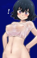 aoi_chiharu beyblade beyblade:_burst bottomless milf see_through_clothing smiling smiling_at_viewer wet_clothes