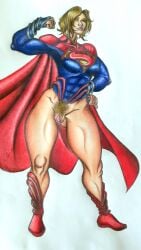 big_clit big_clitoris big_thighs blonde_female blonde_hair blonde_pubic_hair bottomless clitoris dc female_only hairy hairy_pussy muscle_girl muscular_female partially_clothed pussy_hair pussy_lips supergirl supergirl_(injustice) superheroine thick_thighs