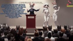 ai_generated anthro auction breasts bunny_girl conference_room crowd crowd_watching furry mouse_girl nipples sheep_girl slave_auction stable_diffusion story text white_hair