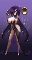 1girls areola_slip arms_behind_head black_hair breasts curvaceous curvy destiny_child elbow_gloves female female_focus hair_over_one_eye hi_res high_resolution highres hips huge_breasts long_hair maupin_(destiny_child) purple_eyes solo solo_female solo_focus standing thick_thighs thighs top_heavy twoteeth voluptuous wide_hips