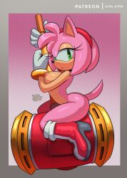 1girls amy_rose anthro boots boots_only breasts curvy female female_only gloves gloves_and_boots_only green_eyes hammer no_panties nude_female pink_fur sega sitting sonic_(series) sonic_the_hedgehog_(series) tail uhmsprs ultrahyper