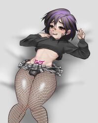 blood_penis crying cute cute_penis fat_ass femboy fishnets miniskirt panties skull thighs top_hoodie trembling