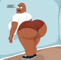 1boy animehikaridesu ass_focus bald beer_belly big_ass big_belly big_butt briefs dark-skinned_male dilf family_guy gdilf gigantic_ass gigantic_butt huge_ass huge_butt levar_brown male male_focus male_only moustache round_belly sneakers solo solo_male the_cleveland_show thick_thighs toony underwear wrist_watch