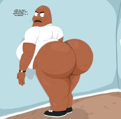 1boy animehikaridesu ass_focus bald beer_belly big_ass big_belly big_butt dark-skinned_male dilf family_guy gdilf gigantic_ass gigantic_butt hairy_ass hairy_butt huge_ass huge_butt levar_brown male male_focus male_only moustache pantsless round_belly sneakers solo solo_male the_cleveland_show thick_thighs toony wrist_watch