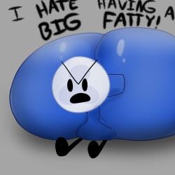 angry animate_inanimate battle_for_dream_island blue_skin detailed_shading fan fanny_(bfdi) grey_background guywithdapen object_shows shiny_ass simple_background text