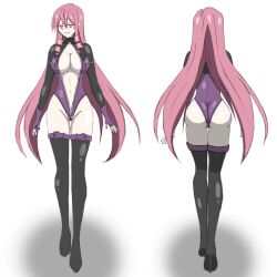 akuma_no_riddle ass bodysuit cleavage female inukai_isuke large_breasts long_hair pink_hair revealing_clothes smirk sole_female solo_female